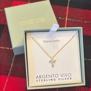 ARGENTO VIVO Sterling Silver Cross Have Faith Necklace NEW